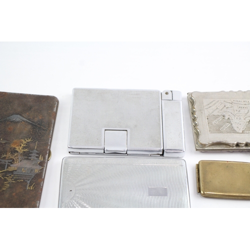 408 - Antique Cigarette Cases EPNS Brass Damascene South Asian