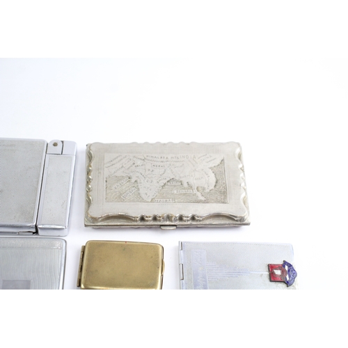 408 - Antique Cigarette Cases EPNS Brass Damascene South Asian