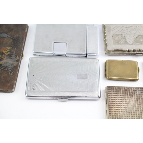 408 - Antique Cigarette Cases EPNS Brass Damascene South Asian