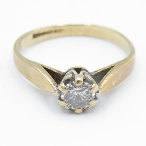 10 - 9ct Gold Diamond Solitaire Ring (1.7g) Size K
