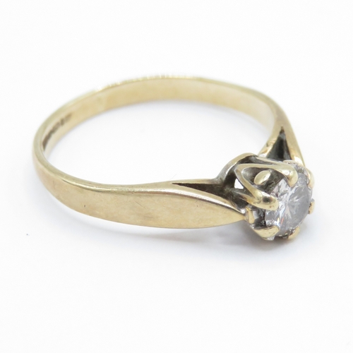 10 - 9ct Gold Diamond Solitaire Ring (1.7g) Size K