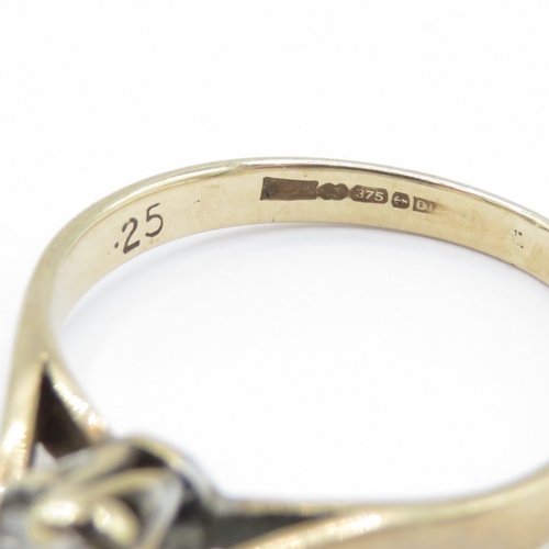 10 - 9ct Gold Diamond Solitaire Ring (1.7g) Size K
