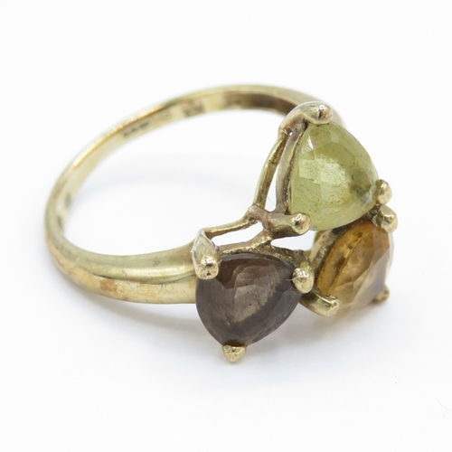 12 - 9ct Gold Citrine Trilogy Ring (2.2g) Size L