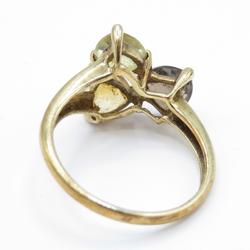 12 - 9ct Gold Citrine Trilogy Ring (2.2g) Size L