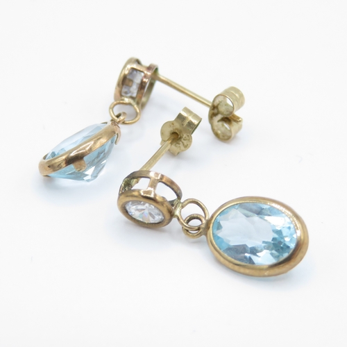 15 - 9ct Gold Topaz and Cubic Zirconia Earrings (1.3g)
