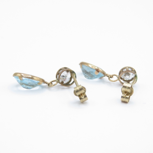 15 - 9ct Gold Topaz and Cubic Zirconia Earrings (1.3g)