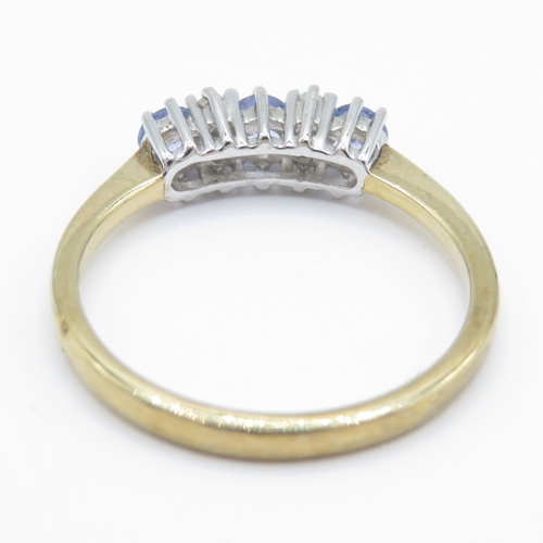 28 - 9ct Gold Diamond and Tanzanite Claw Set Ring (2g) Size N