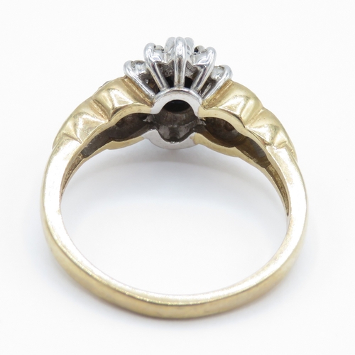 3 - 9ct Gold Diamond and Sapphire Halo Ring (3.7g) Size L