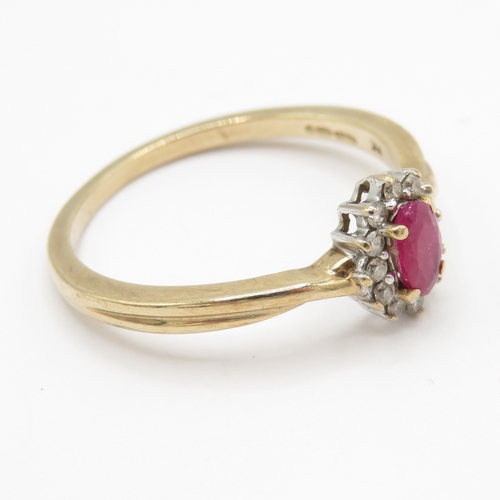 21 - 9ct Gold Sheffield Diamond (0.11ct) and Ruby Ring (1.9g) Size M