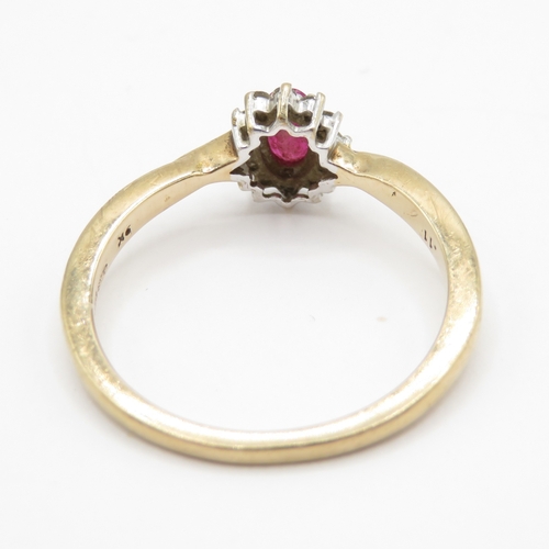 21 - 9ct Gold Sheffield Diamond (0.11ct) and Ruby Ring (1.9g) Size M