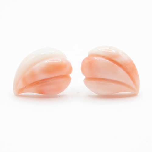 23 - 9ct Gold Carved Coral Earrings (1.5g)