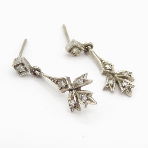 60 - 9ct gold diamond earrings (1.7g)