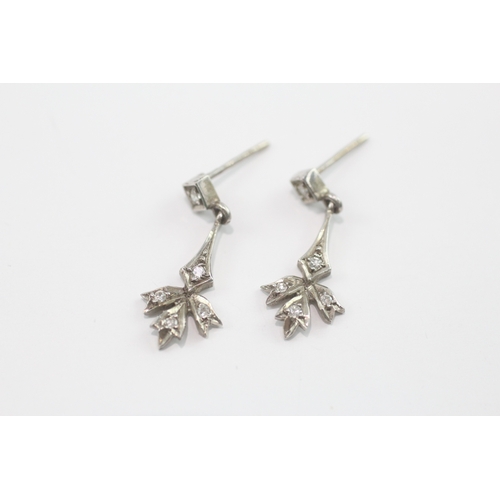 60 - 9ct gold diamond earrings (1.7g)