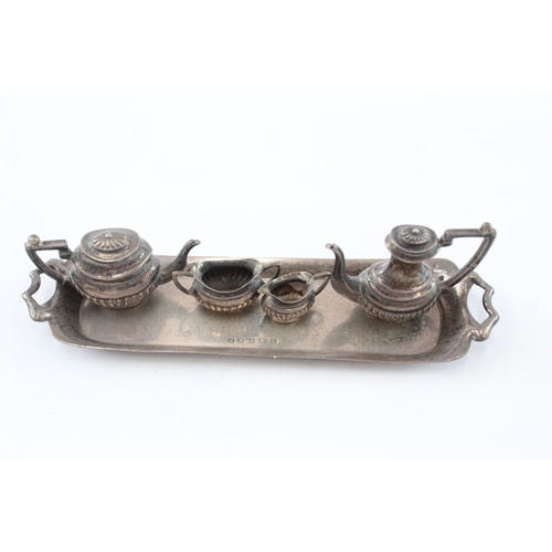 5 x Vintage .925 Sterling Silver Miniature Tea Set 66g