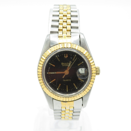 Bulova Calendar Gold Tone Quartz Watch 26mm - RUNS
