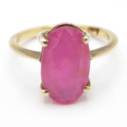 1 - 10ct Gold Natural Ruby Ring (3g) Size N