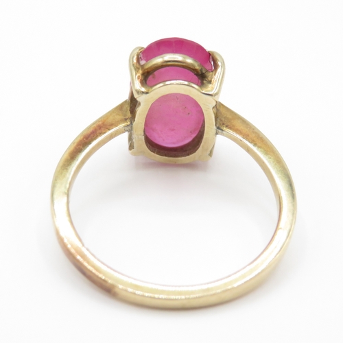 1 - 10ct Gold Natural Ruby Ring (3g) Size N