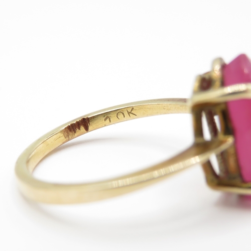 1 - 10ct Gold Natural Ruby Ring (3g) Size N