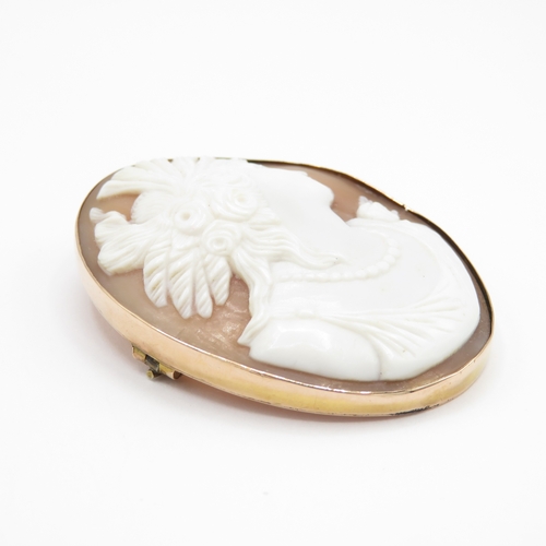 10 - 9ct Gold Large Cameo Brooch (14g)