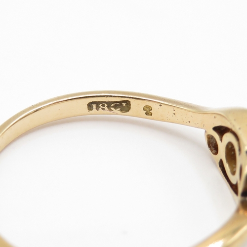 11 - 18ct Gold Art Deco Diamond Trilogy Crossover Ring Mille Grain (2.5g) Size P