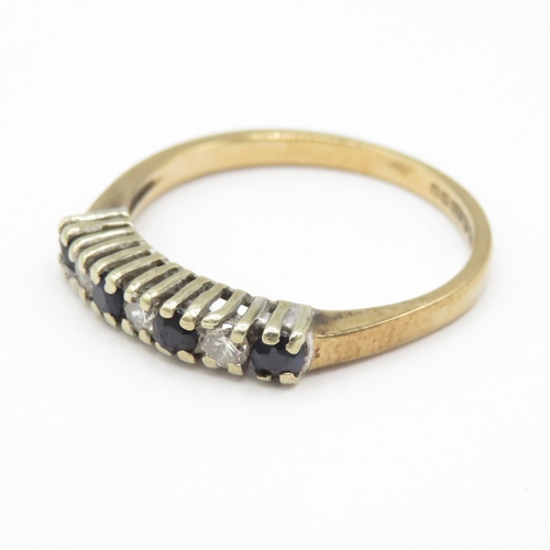 12 - 9ct Gold Birmingham 1981 Diamond and Sapphire Half Eternity Ring (2g) Size P
