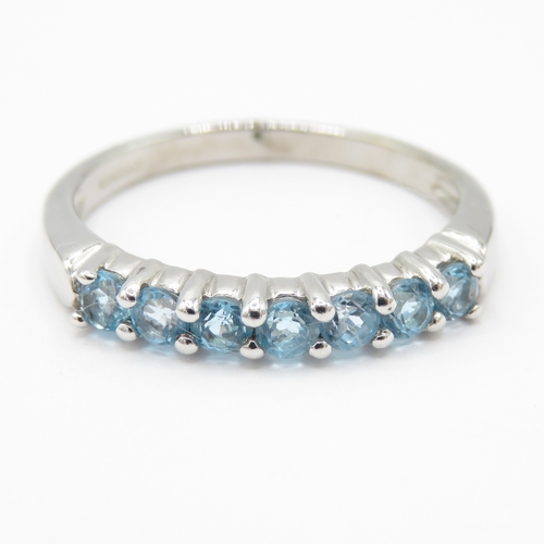 13 - 9ct White Gold Birmingham 2007 Blue Topaz Ring (2.4g) Size O 1/2
