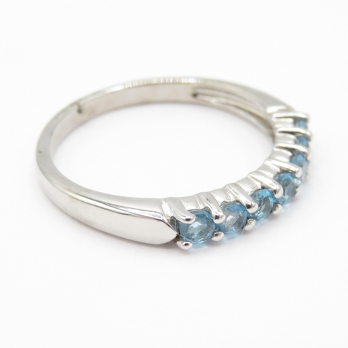 13 - 9ct White Gold Birmingham 2007 Blue Topaz Ring (2.4g) Size O 1/2