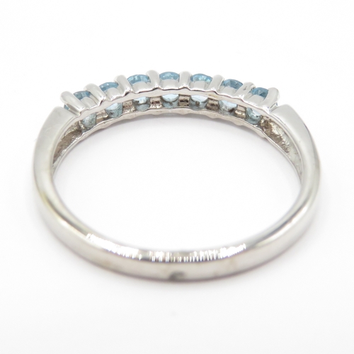 13 - 9ct White Gold Birmingham 2007 Blue Topaz Ring (2.4g) Size O 1/2