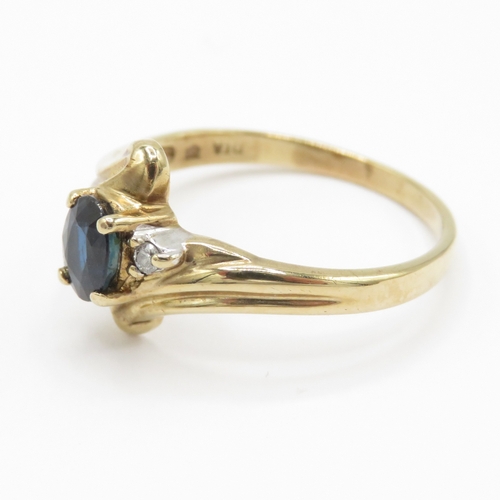 16 - 9ct Gold Sapphire and Diamond Birmingham Ring (2.3g) Size P