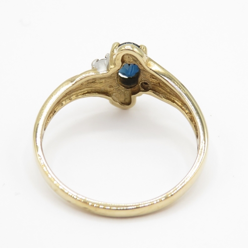 16 - 9ct Gold Sapphire and Diamond Birmingham Ring (2.3g) Size P