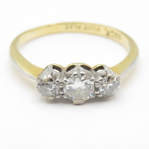 3 - 18ct Gold and Platinum Art Deco Diamond Trilogy Ring (2.5g) Size M