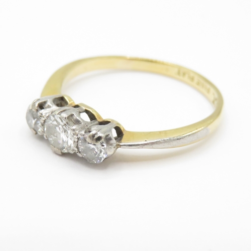 3 - 18ct Gold and Platinum Art Deco Diamond Trilogy Ring (2.5g) Size M