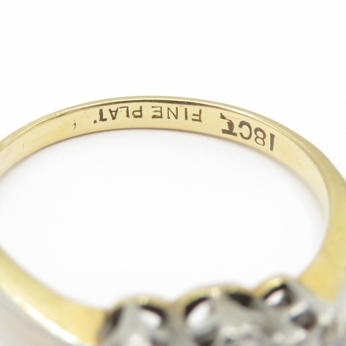 3 - 18ct Gold and Platinum Art Deco Diamond Trilogy Ring (2.5g) Size M