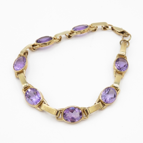 41 - 9ct gold amethyst link bracelet (13.6g)