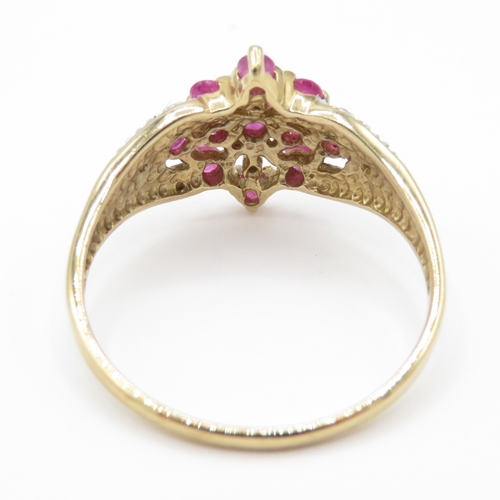 7 - 9ct White / Yellow Gold Diamond and Ruby Ring (2g) Size O 1/2