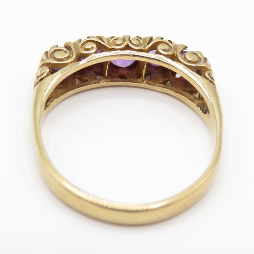 8 - 9ct Gold Edinburgh 1991 Amethyst Five Stone Ring (2.1g) Size L 1/2