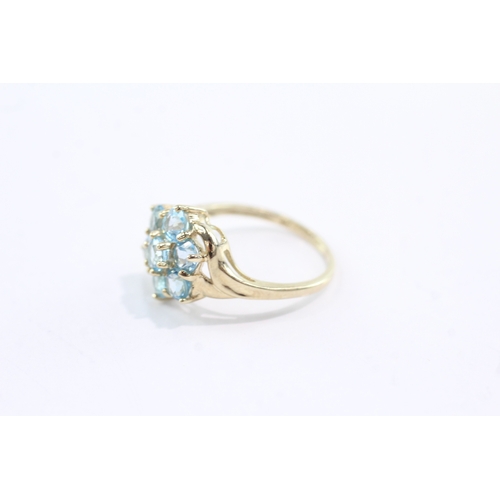 34 - 9ct gold topaz cluster ring (2.6g) Size M