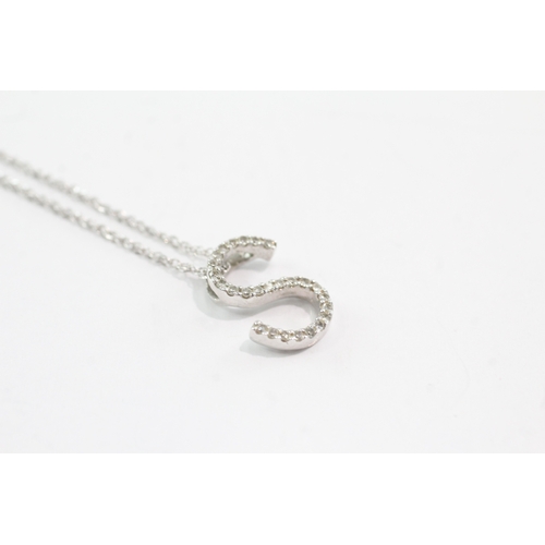 36 - 9ct white gold letter s diamond pendant necklace (1.7g)