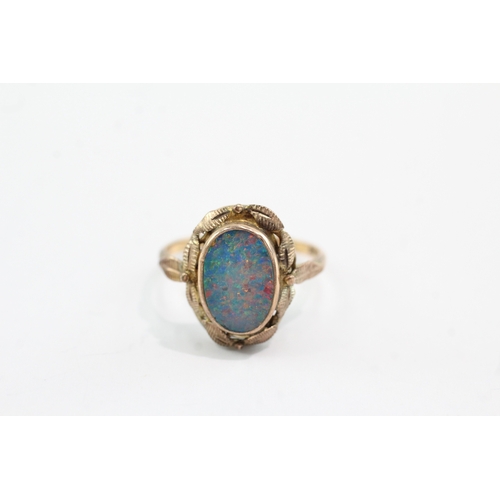 38 - 9ct gold opal doublet ring (2.2g) Size M 1/2