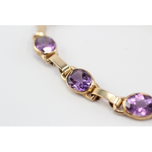 41 - 9ct gold amethyst link bracelet (13.6g)