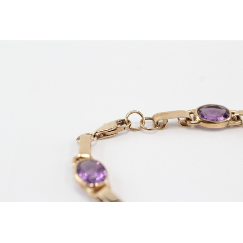 41 - 9ct gold amethyst link bracelet (13.6g)