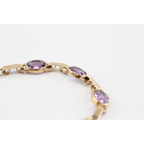 41 - 9ct gold amethyst link bracelet (13.6g)