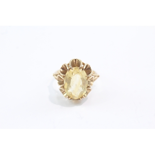 57 - 9ct gold citrine cocktail ring (4.5g) Size N