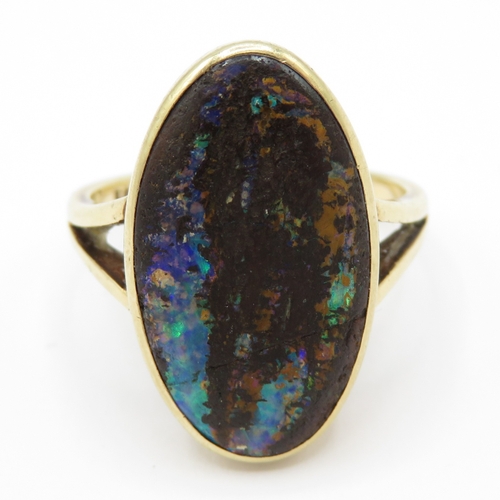 1 - 14ct gold boulder opal cocktail ring (6.3g) Size N