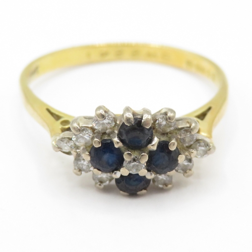 27 - 18ct gold sapphire diamond cluster ring (3g) Size P