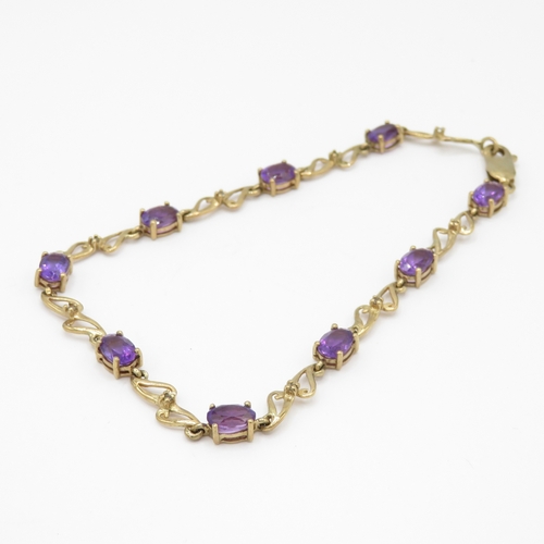 48 - 9ct gold amethyst bracelet (5.1g)