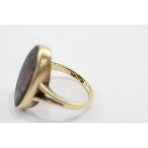1 - 14ct gold boulder opal cocktail ring (6.3g) Size N