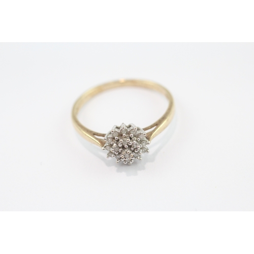 12 - 9ct gold diamond cluster ring (1.6g) Size P