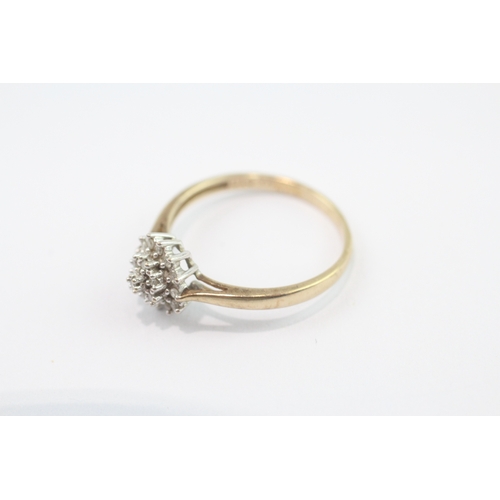 12 - 9ct gold diamond cluster ring (1.6g) Size P