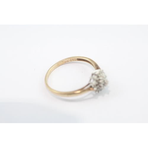 12 - 9ct gold diamond cluster ring (1.6g) Size P